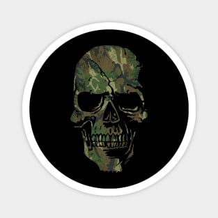 Skull Graphic - Cool Badass Distressed Art - Camo Green Magnet